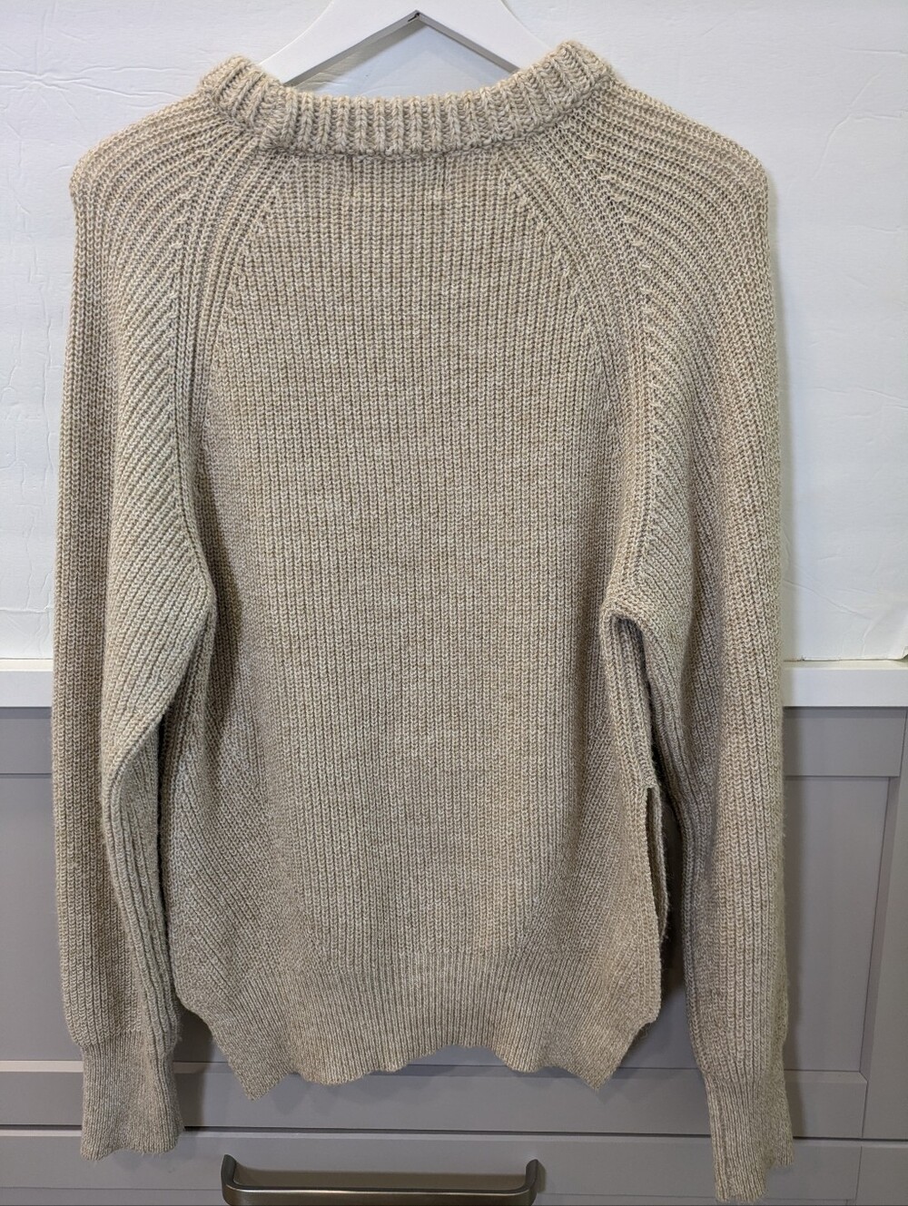 Modern Citizen Fisherman Sweater XS Oatmeal Tan Chunky Knit Side Slit Old Money - Picture 5 of 9